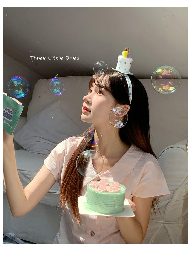 Birthday Headband Cake Polka Dot