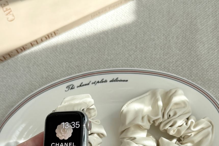 Watch Band Apple Faux Shirred Leather