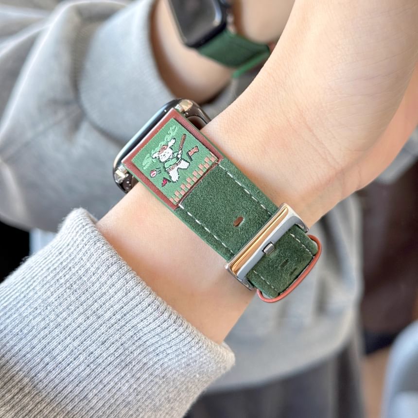 Genuine Apple Leather Animal Band Watch Embroidered