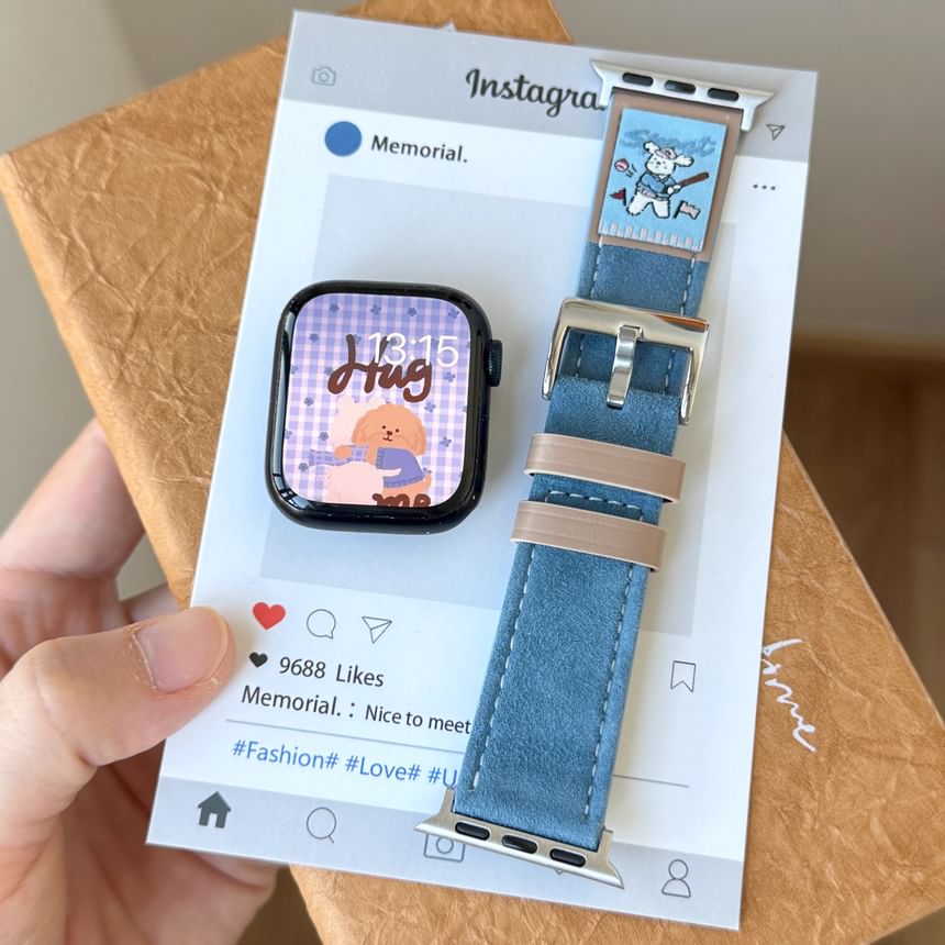 Genuine Apple Leather Animal Band Watch Embroidered