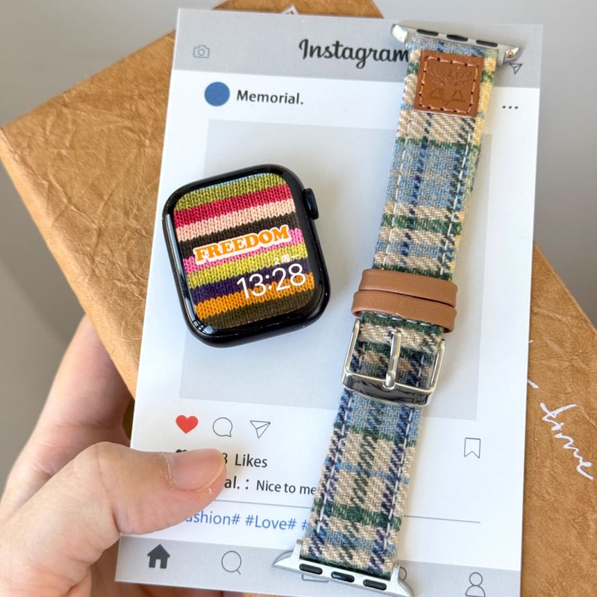 Watch Apple Plaid Band Fabric