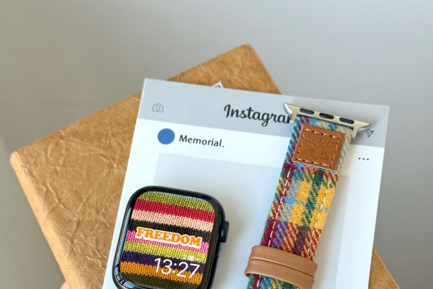 Watch Apple Plaid Band Fabric