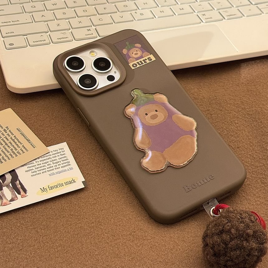 Phone Eggplant Set Charm Pom Case Bell Bear /