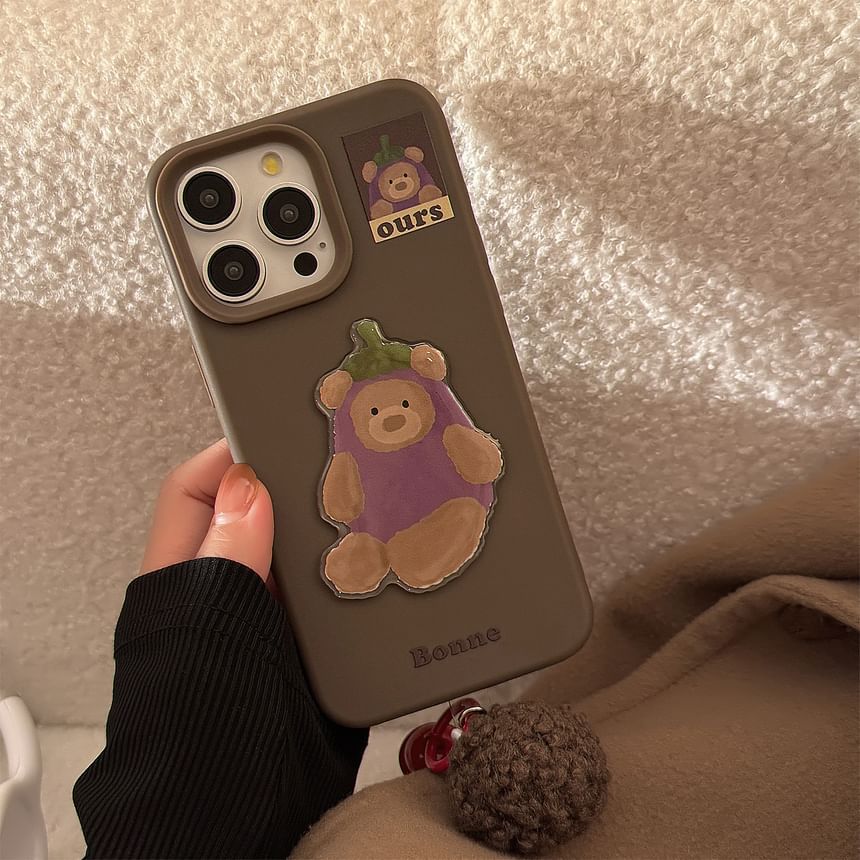 Phone Eggplant Set Charm Pom Case Bell Bear /