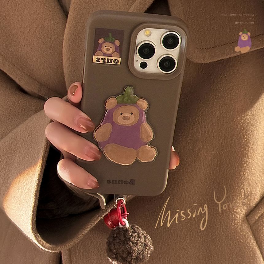 Phone Eggplant Set Charm Pom Case Bell Bear /
