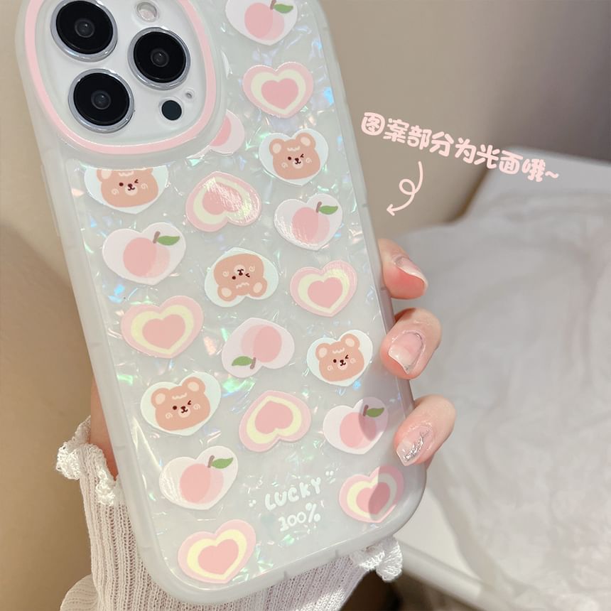 Peach Strap Case Set Bear / Phone