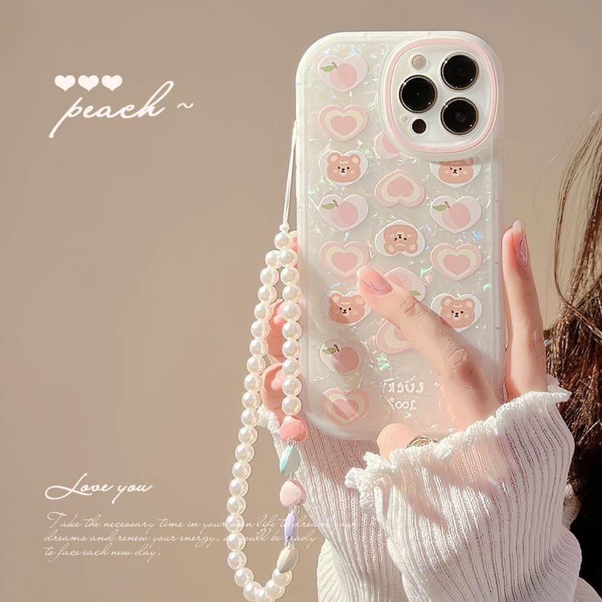 Peach Strap Case Set Bear / Phone