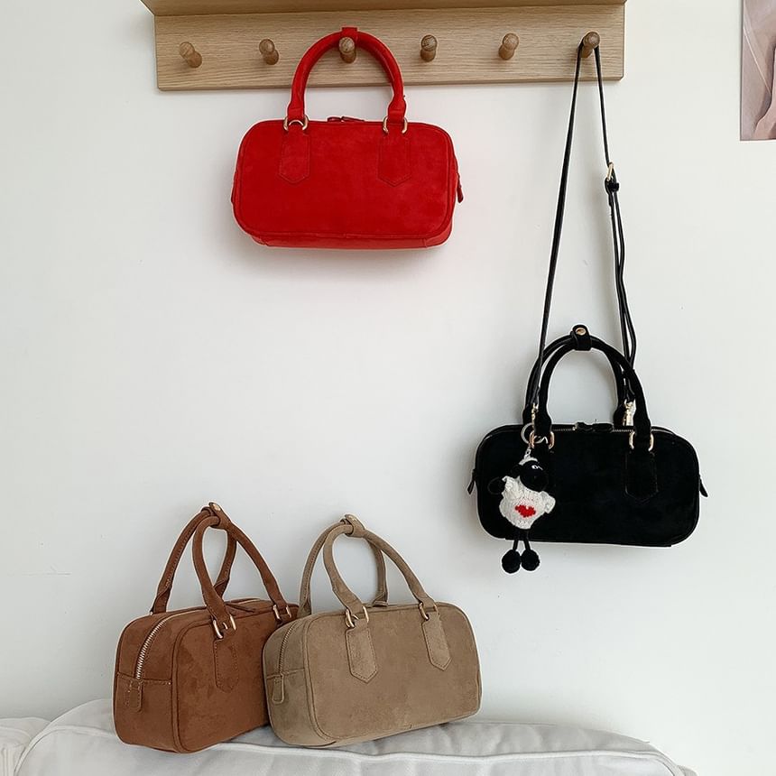 Crossbody Bag Faux Handle Suede Top