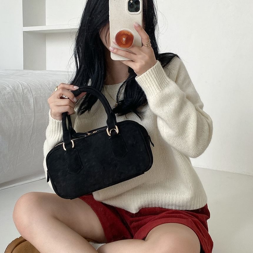 Crossbody Bag Faux Handle Suede Top