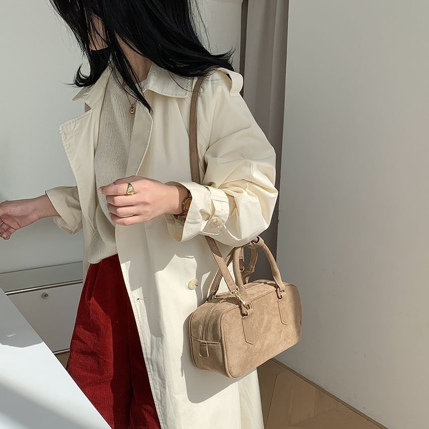 Crossbody Bag Faux Handle Suede Top