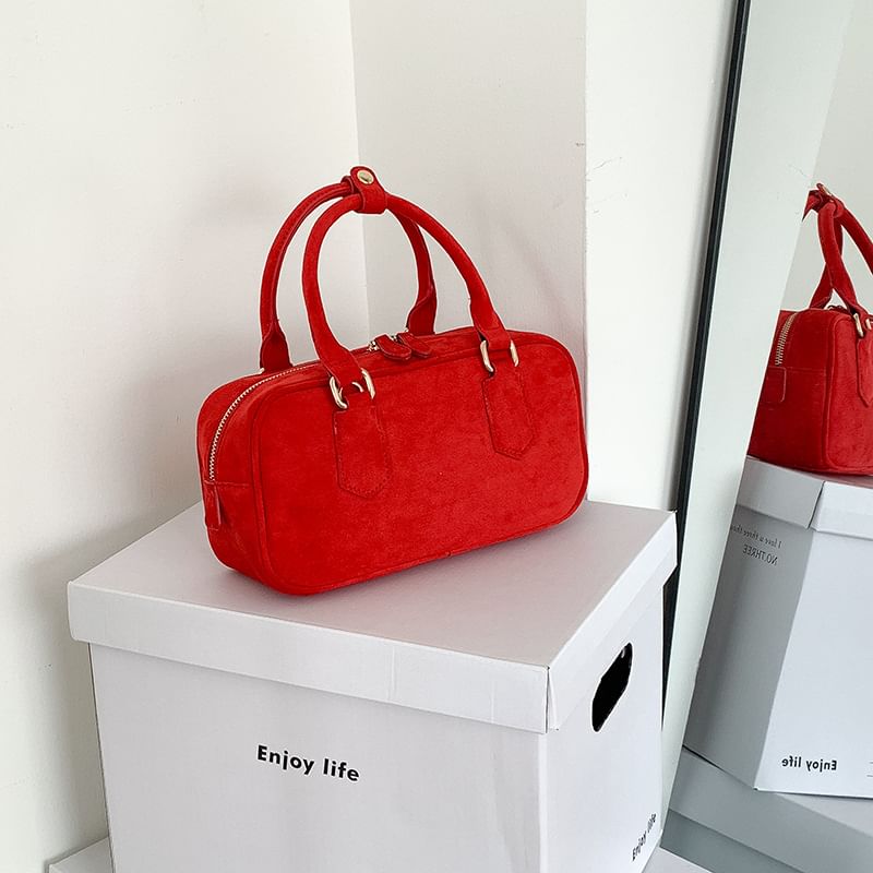 Crossbody Bag Faux Handle Suede Top