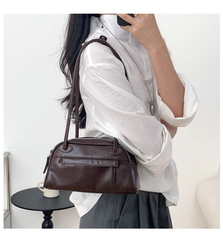 Leather Bag Faux Bowler Plain
