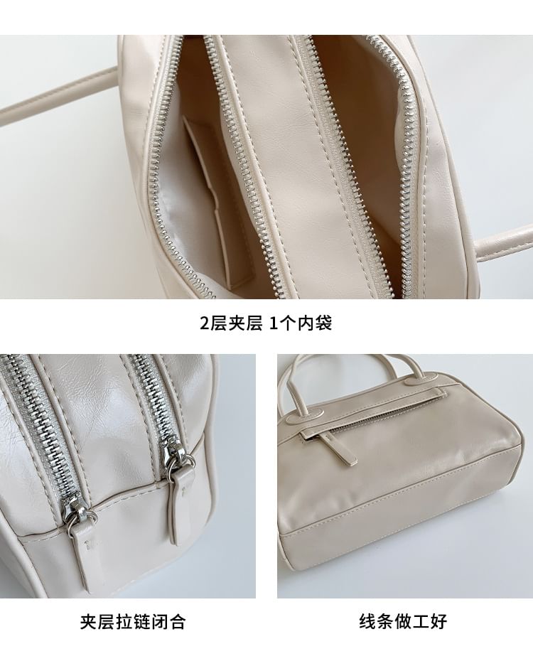 Leather Bag Faux Bowler Plain