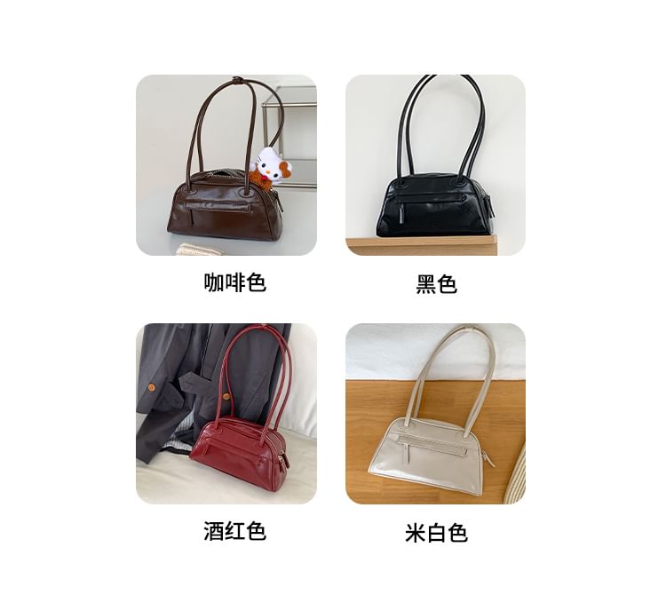 Leather Bag Faux Bowler Plain