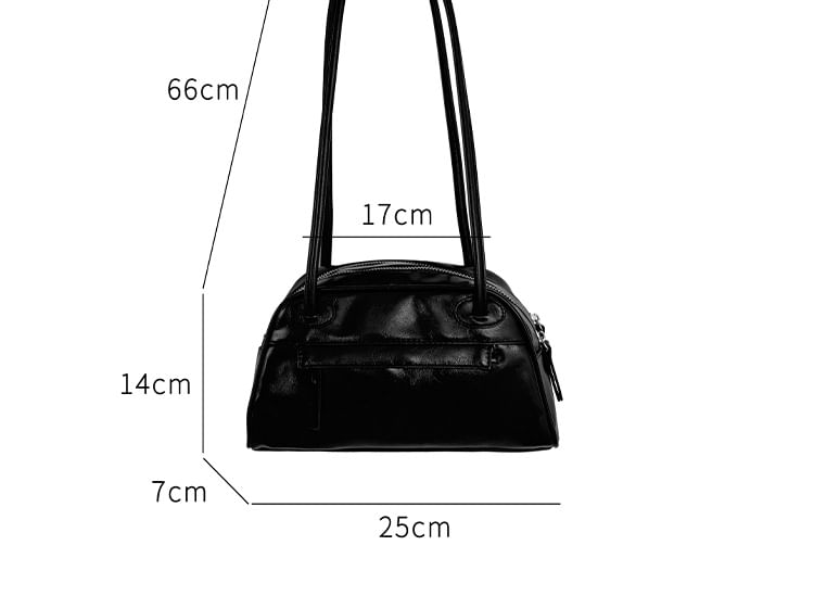 Leather Bag Faux Bowler Plain