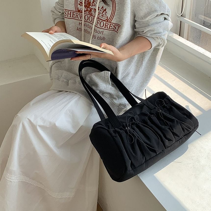 Bow Nylon Tote Plain Bag