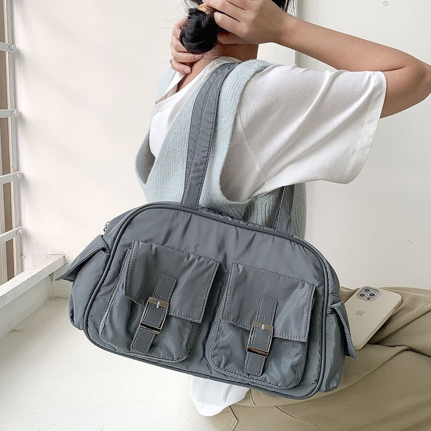 Buckled Nylon Plain Bag Carryall