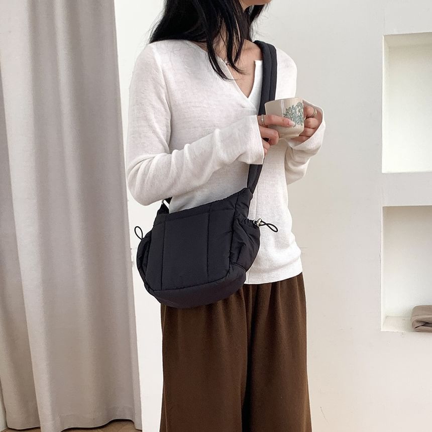 Padded Drawstring Bag Nylon Plain Crossbody