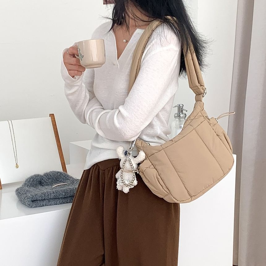 Padded Drawstring Bag Nylon Plain Crossbody