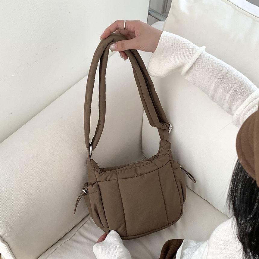 Padded Drawstring Bag Nylon Plain Crossbody