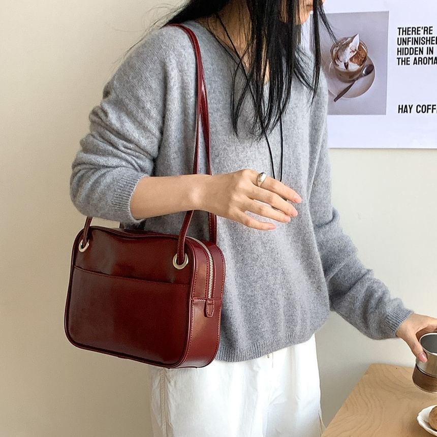 Faux Plain Bag Leather Tote