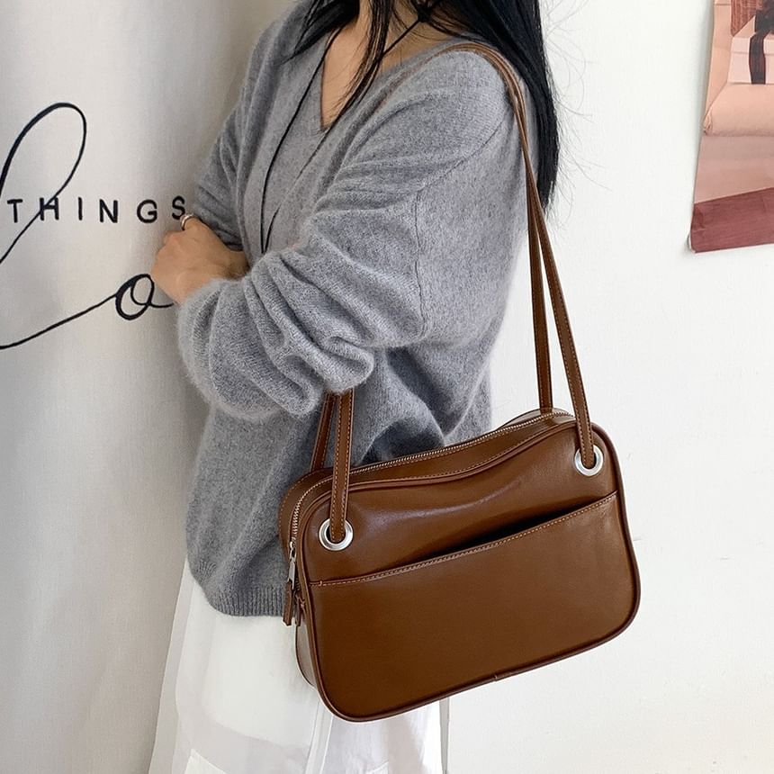 Faux Plain Bag Leather Tote