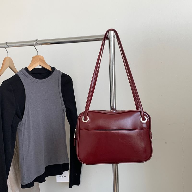 Faux Plain Bag Leather Tote