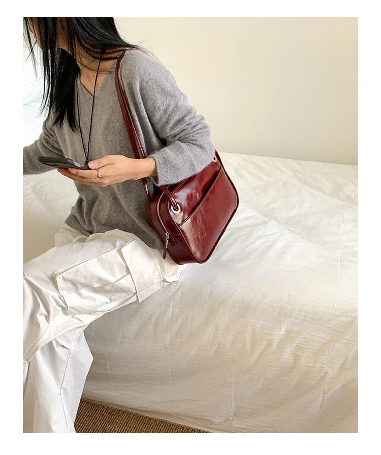 Faux Plain Bag Leather Tote