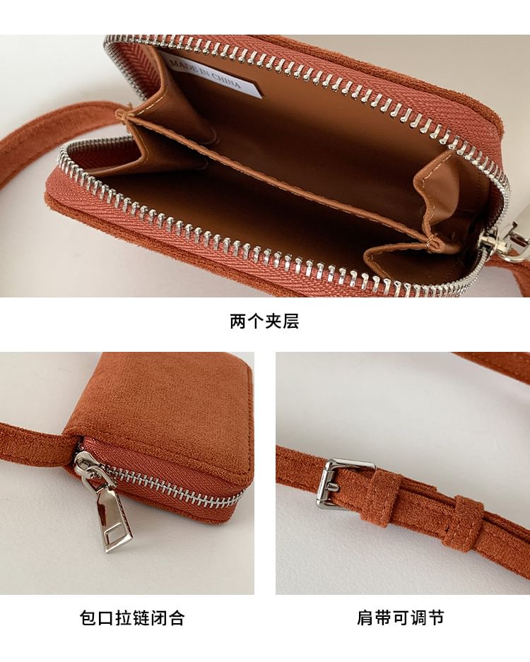 Faux Plain Crossbody Bag Suede