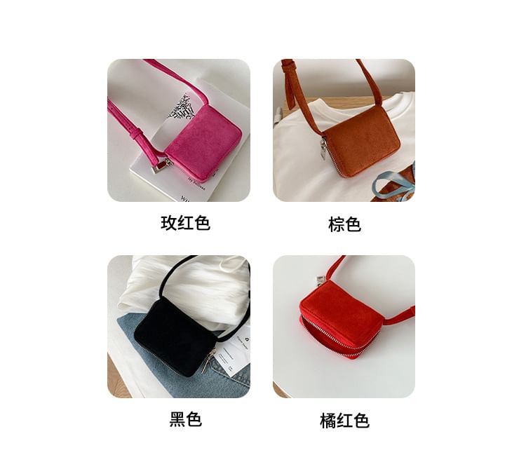 Faux Plain Crossbody Bag Suede