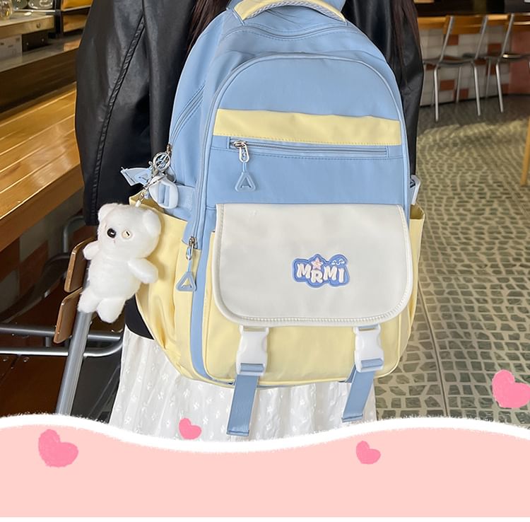 Backpack Buckled Lettering Charm Bag / Applique Set Nylon