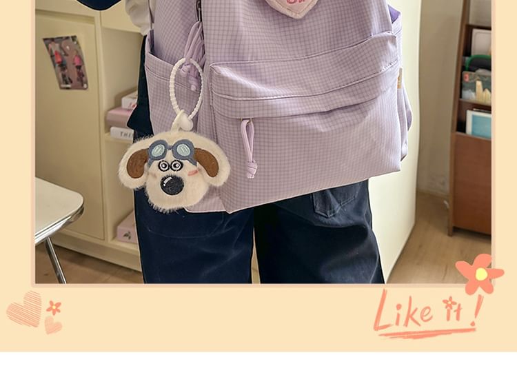 Nylon Backpack Set Brooch / Plaid