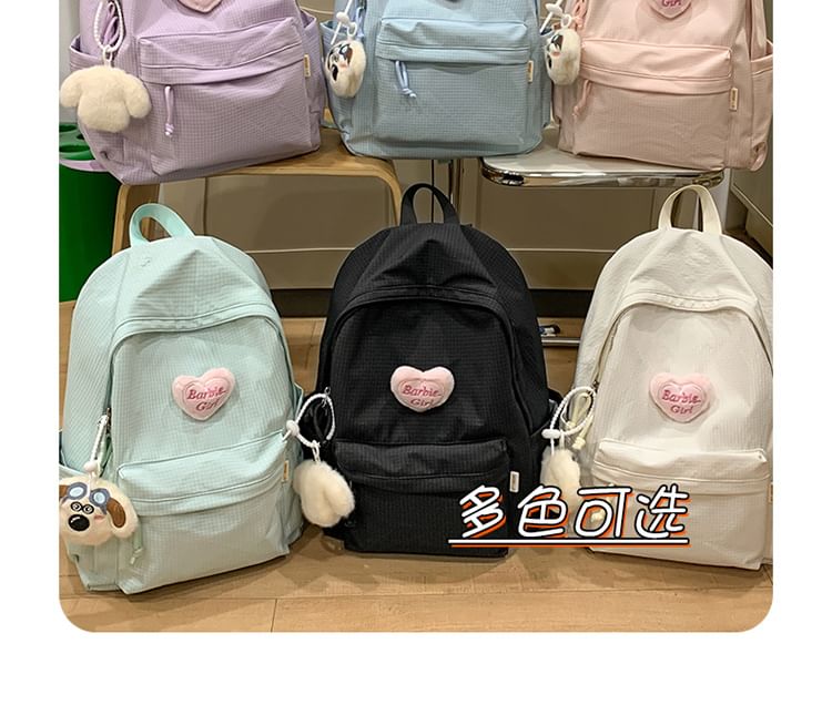 Nylon Backpack Set Brooch / Plaid