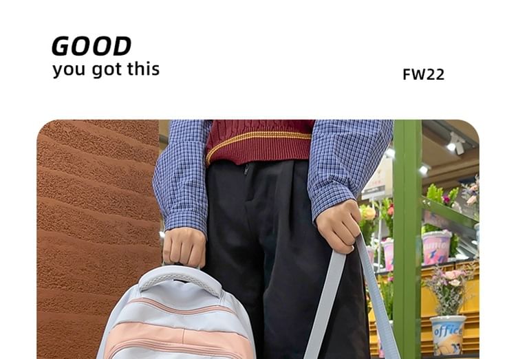 Embroidered Cartoon Backpack Tote Bag / Nylon