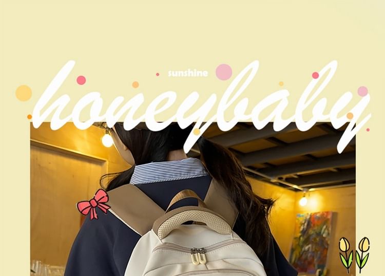 Backpack Lettering Applique Nylon Buckled