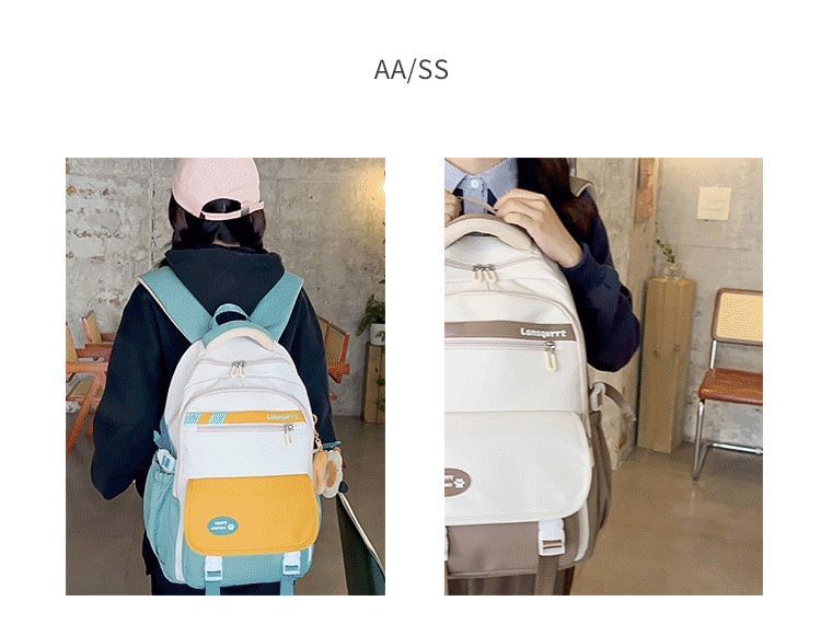 Backpack Lettering Applique Nylon Buckled