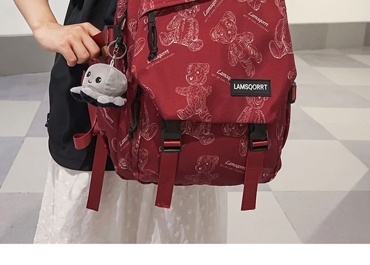 Buckled Backpack Print Nylon Bear