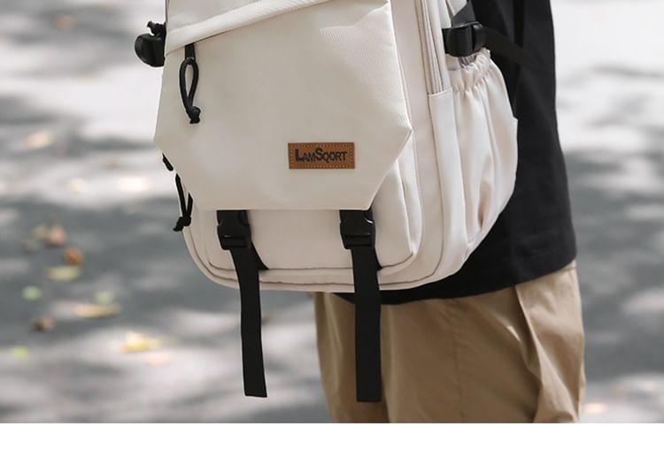 Nylon Backpack Lettering Applique Buckled