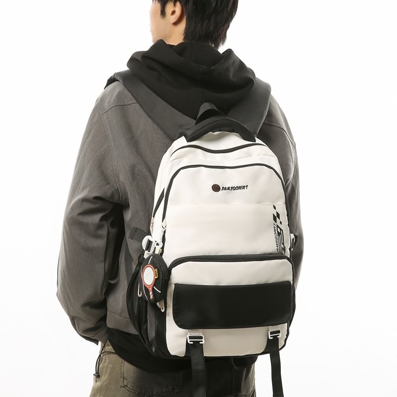 Nylon Backpack Set: Lettering Coin + Buckled Purse