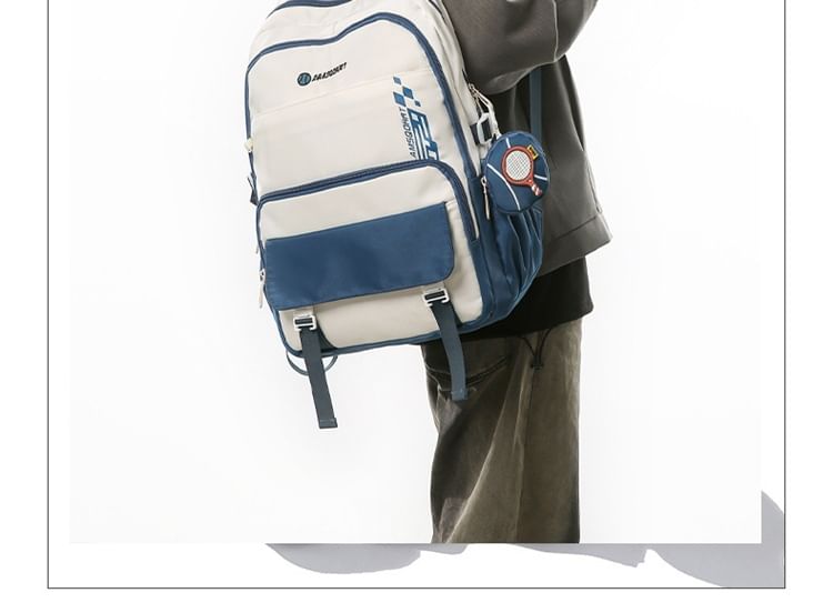 Nylon Backpack Set: Lettering Coin + Buckled Purse