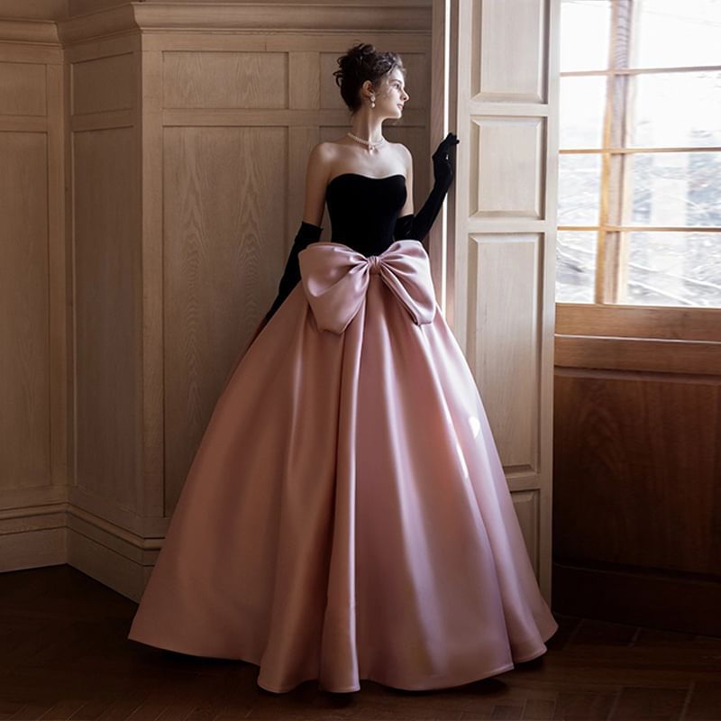 Tone Ball Strapless Bow Two Gown