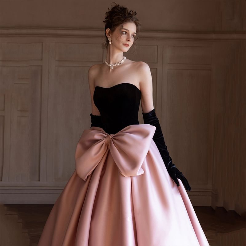 Tone Ball Strapless Bow Two Gown