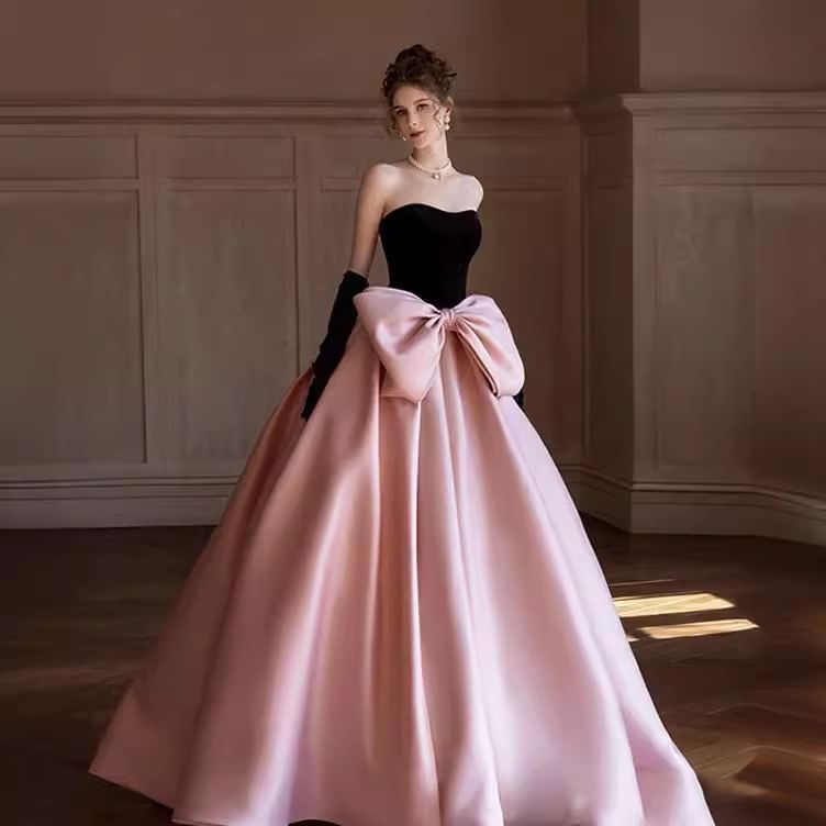 Tone Ball Strapless Bow Two Gown