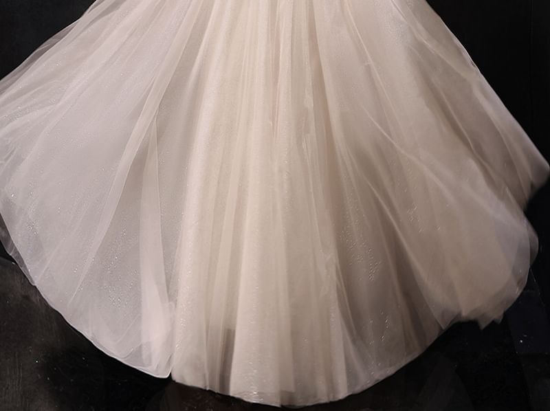 Short-Sleeve Gown A-Line Designs) Tulle Evening (Various Sequin