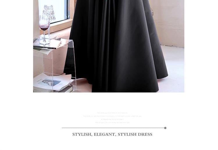 A-Line Evening Sleeveless Bow Gown One-Shoulder Plain