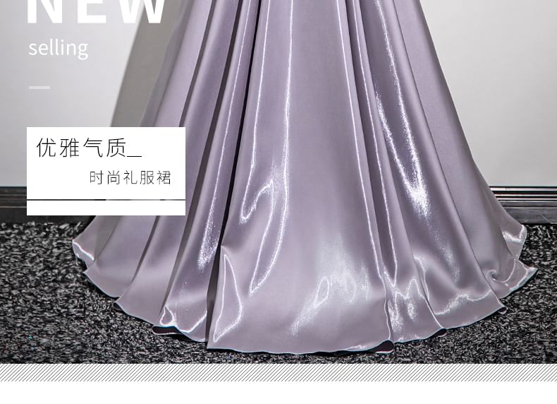 Trim Off-Shoulder Gown A-Line Ruffle Evening Plain