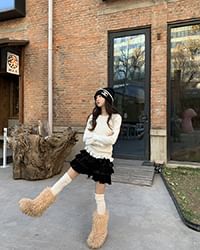 Ruffle Tiered High Rise Plain Skirt Mini A-Line