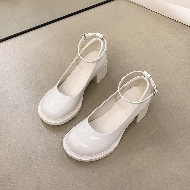Strap Chunky Pumps Heel Jane Ankle Mary