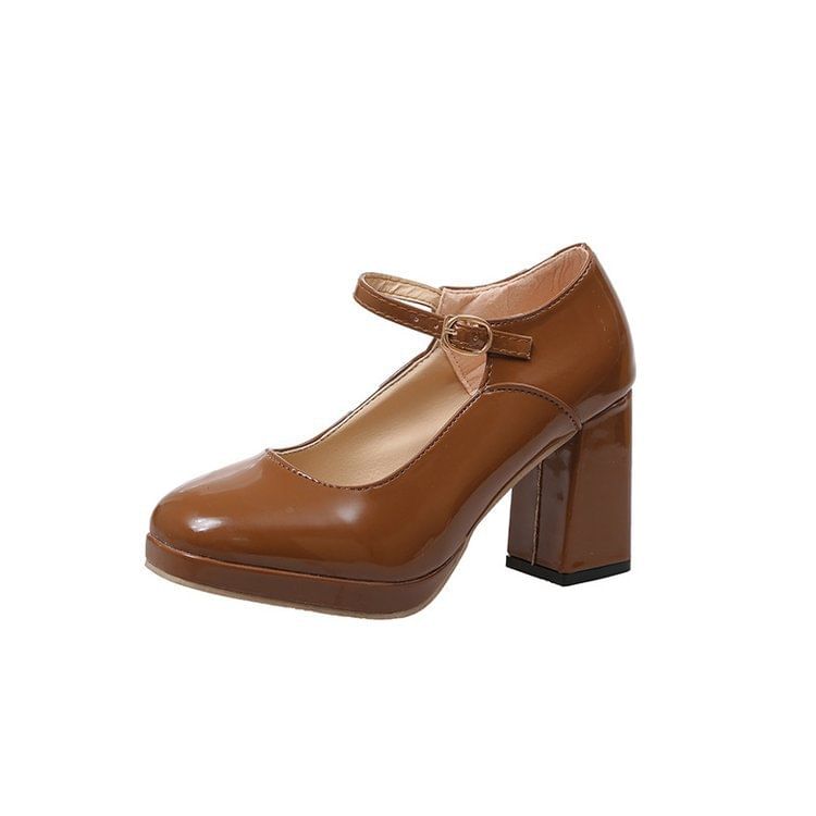 Mary Platform Pumps Chunky Jane Heel