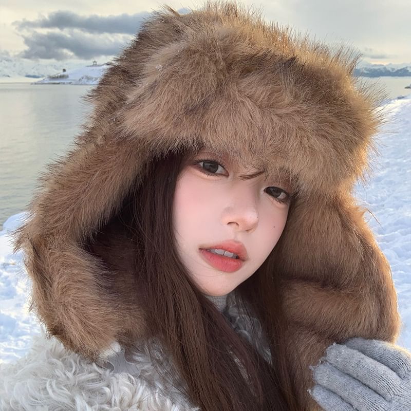 Fluffy Trapper Plain Hat